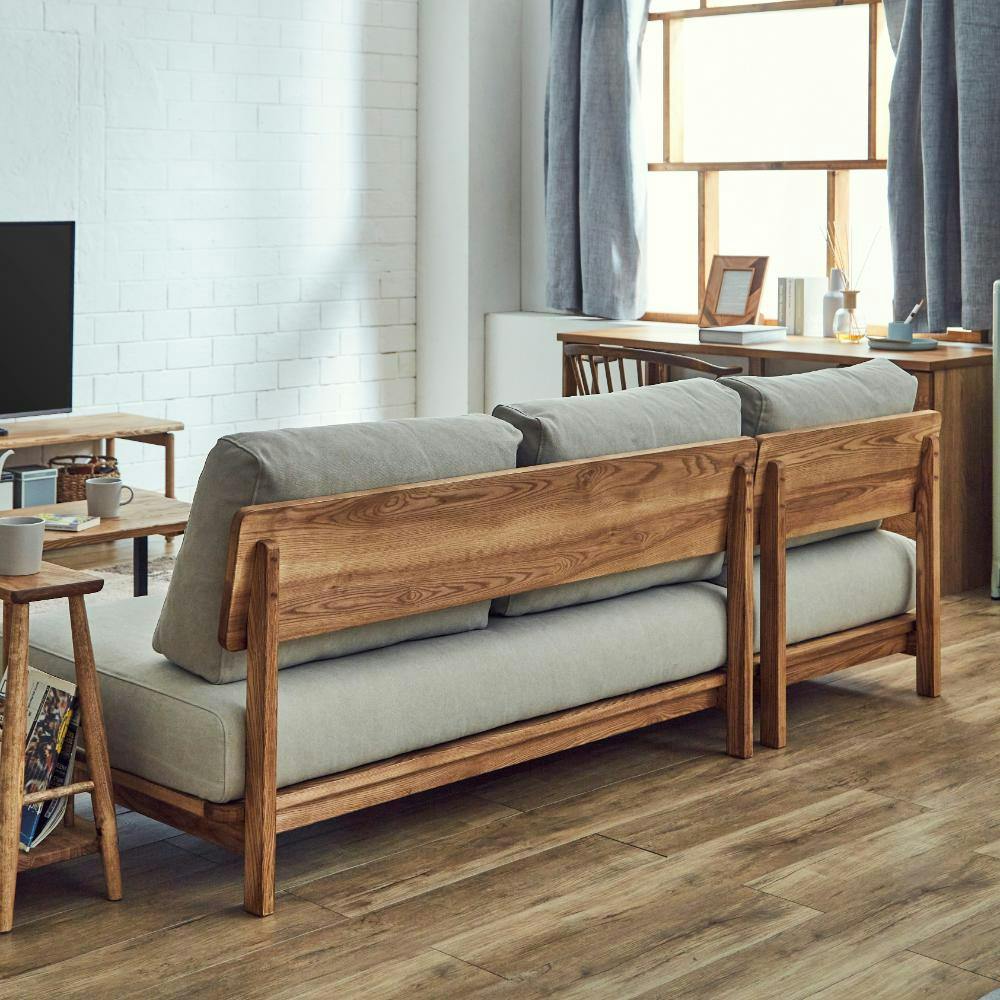 関家具 nora. カウチソファ マナー4 キャンバス生地 アイボリー色 木フレーム アッシュ材 431876(配送方法：開梱設置) 4550140318764【別送品】