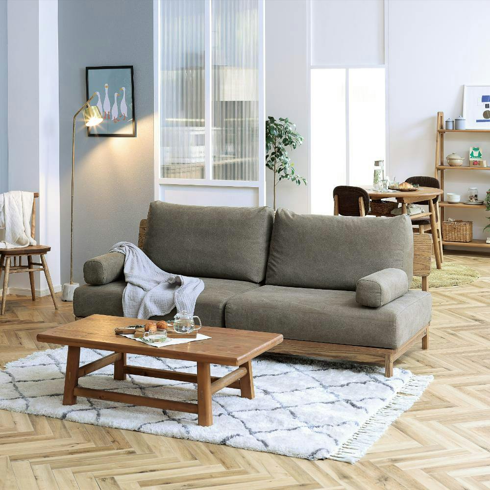 関家具 nora. 3人掛けソファ マナー4 キャンバス生地 ブラウン色 木