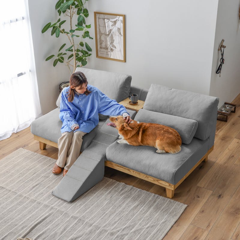 関家具 PETTO フラッフィル2 ソファ 幅184cm ペットスロープ テーブル付き スモーキーグレー 445577(配送方法:開梱設置) 455014045 ソファー 関家具 PETTO フラッフィル2 ソファ 幅184cm ペットスロープ テーブル付き スモーキーグレー 445577(配送方法:開梱設置) 455014045 ソファー