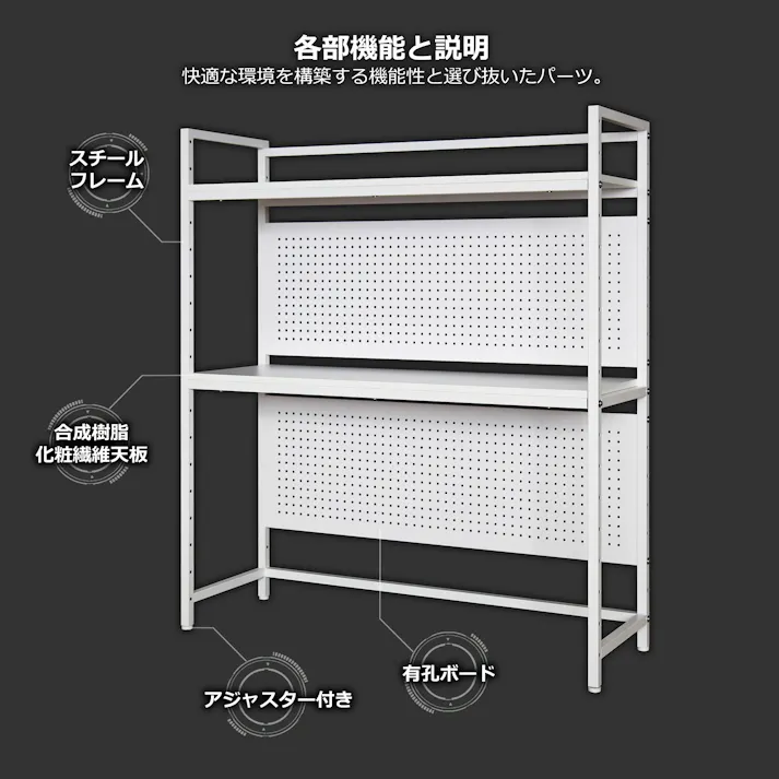 関家具 Contieaks 収納ラック セクターV3 幅140cm ホワイト ゲーミングラック 459737(配送方法:軒下渡し) 4550140597374【別送品】