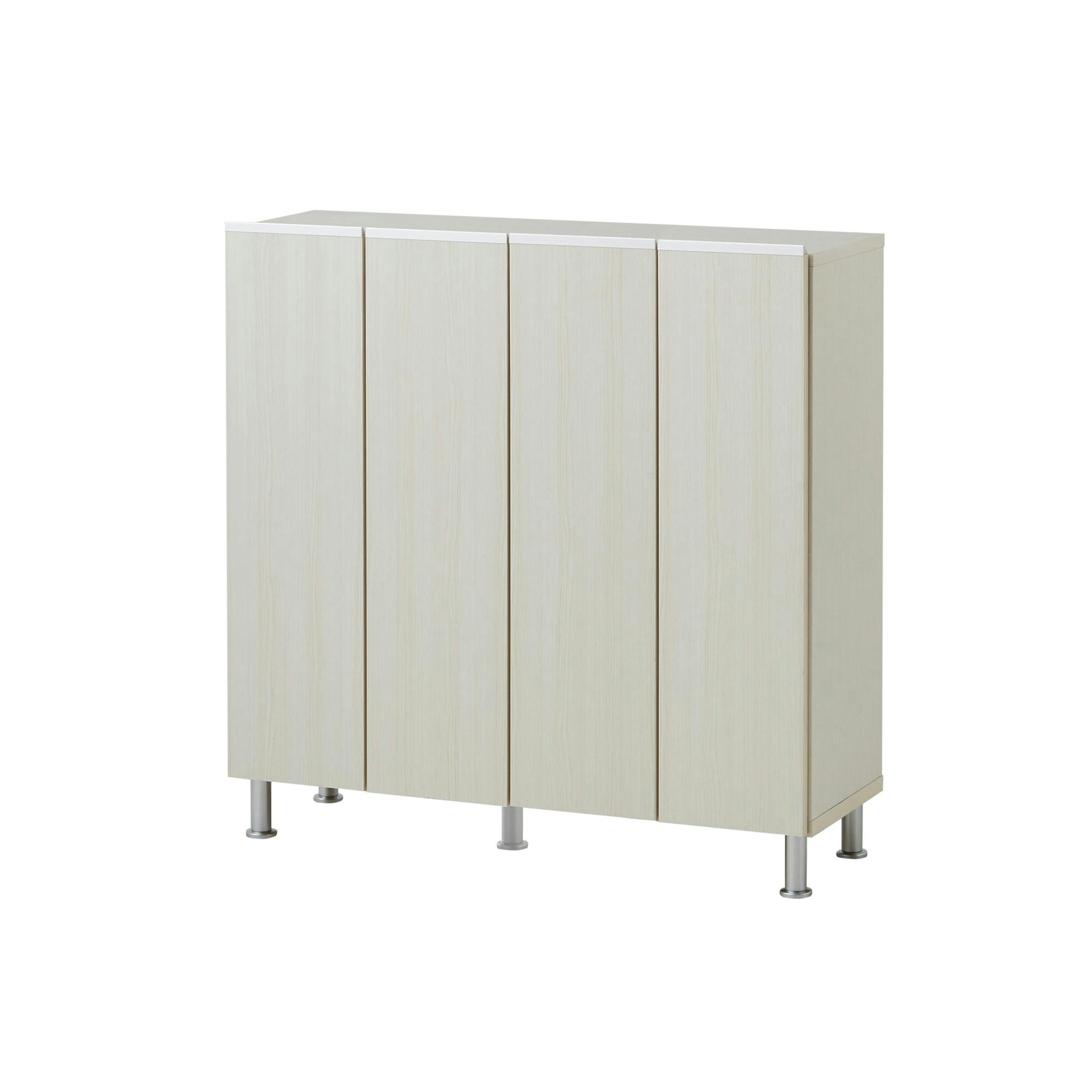 doi シューズボックス リアル 幅100cm×高さ101cm ホワイト木目柄 靴入れ 玄関収納 下駄箱 377656【別送品】