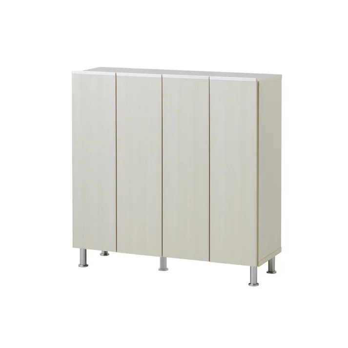 doi シューズボックス リアル 幅100cm×高さ101cm ホワイト木目柄 靴入れ 玄関収納 下駄箱 377656【別送品】