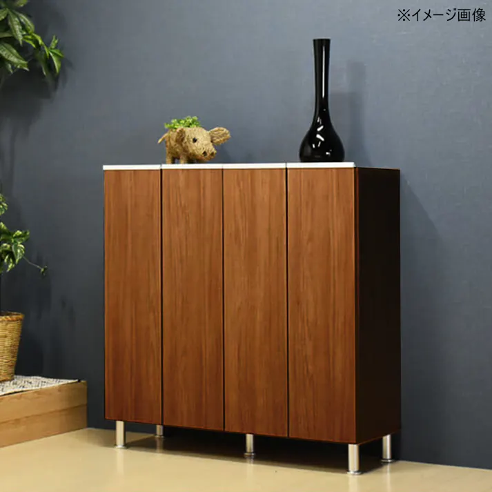 doi シューズボックス リアル 幅100cm×高さ101cm ブラウン木目柄 靴入れ 玄関収納 下駄箱 377658【別送品】