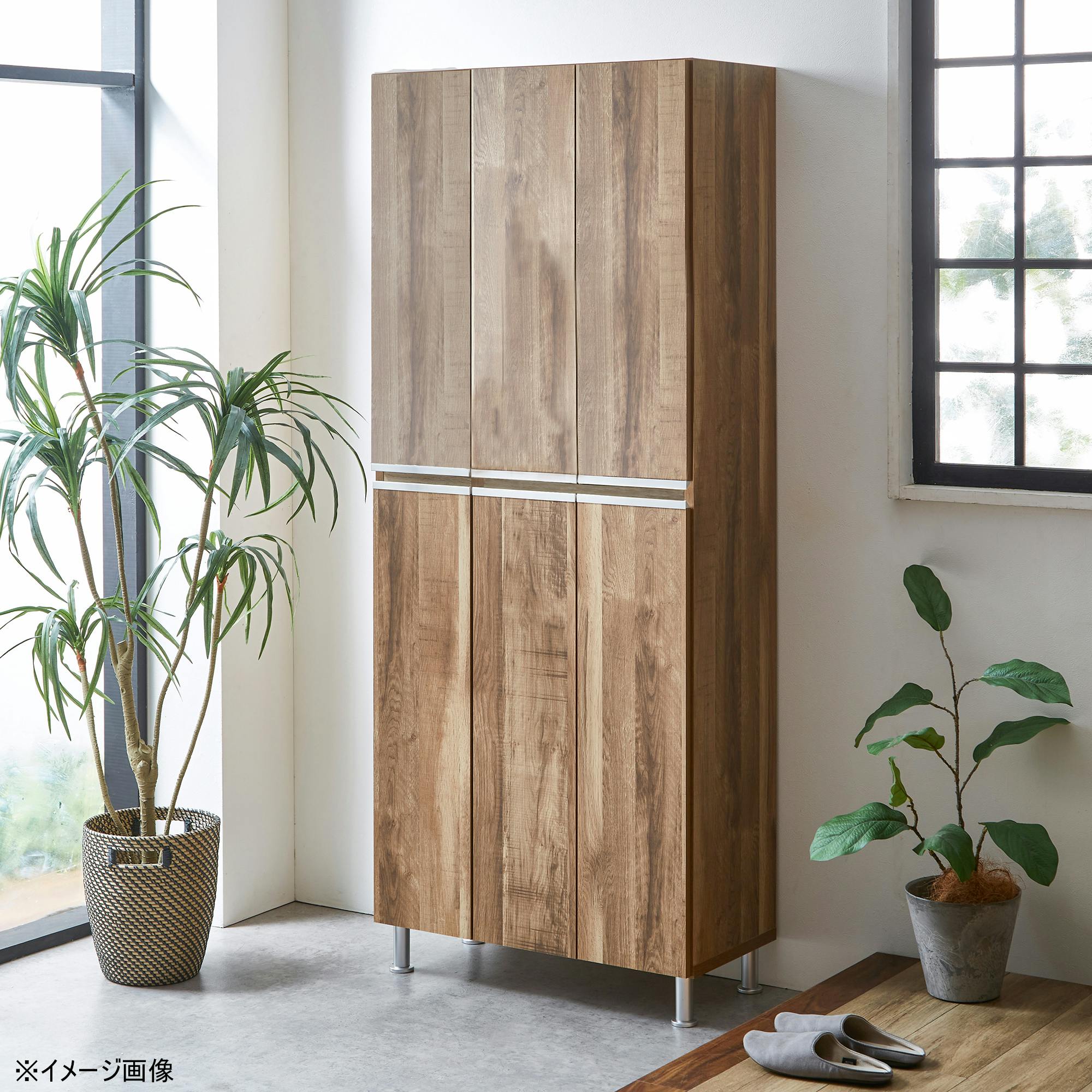 doi シューズボックス リアル 幅75cm×高さ185cm 板戸タイプ オーク柄