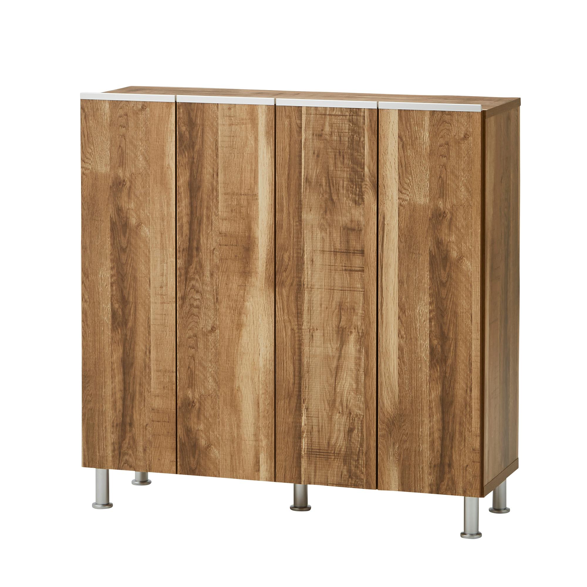 doi シューズボックス リアル 幅100cm×高さ101cm オーク柄 靴入れ 玄関収納 下駄箱 385373【別送品】