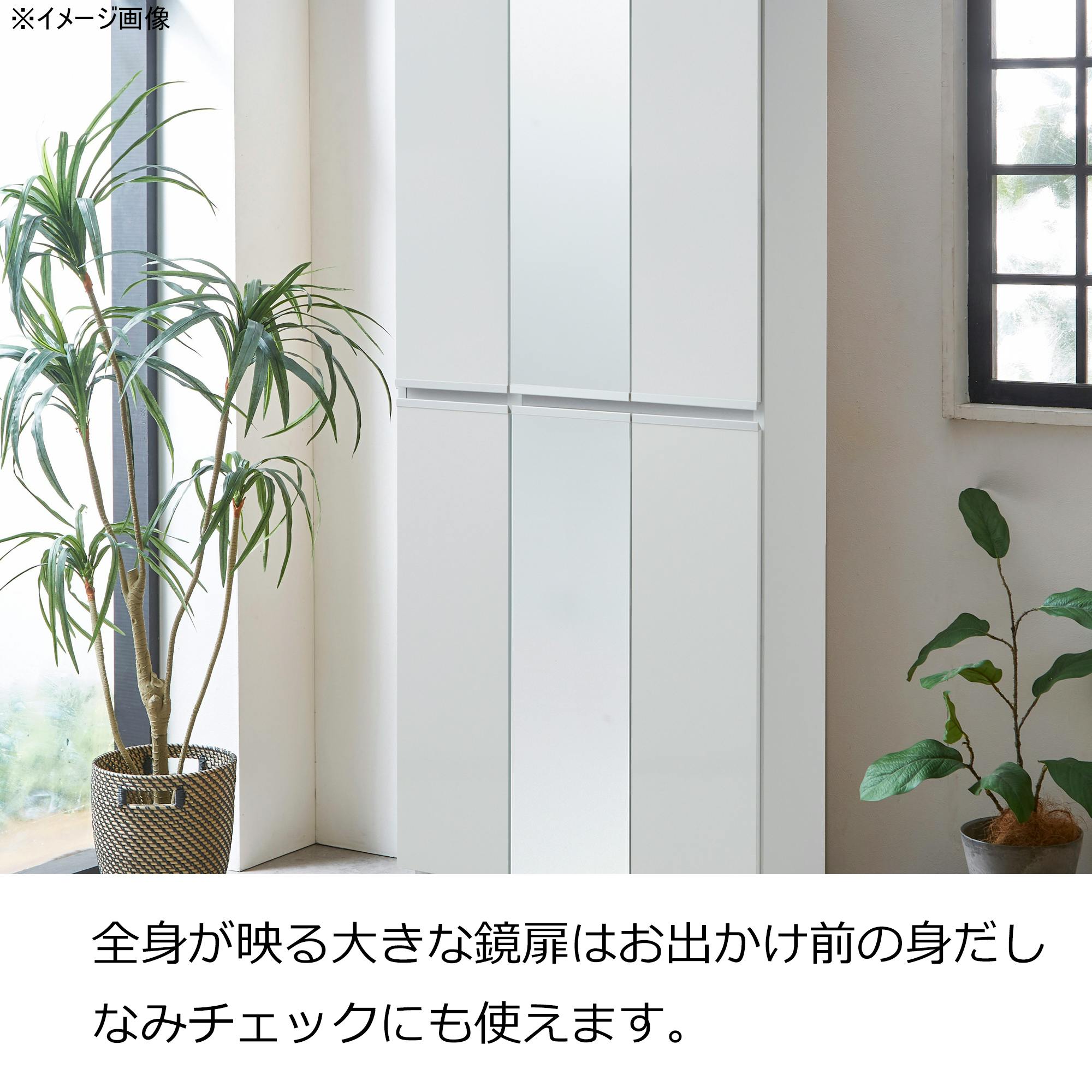 靴箱 シューズボックス 靴箱 下駄箱 【リアル 75HI 板戸タイプ 左上鏡】 幅