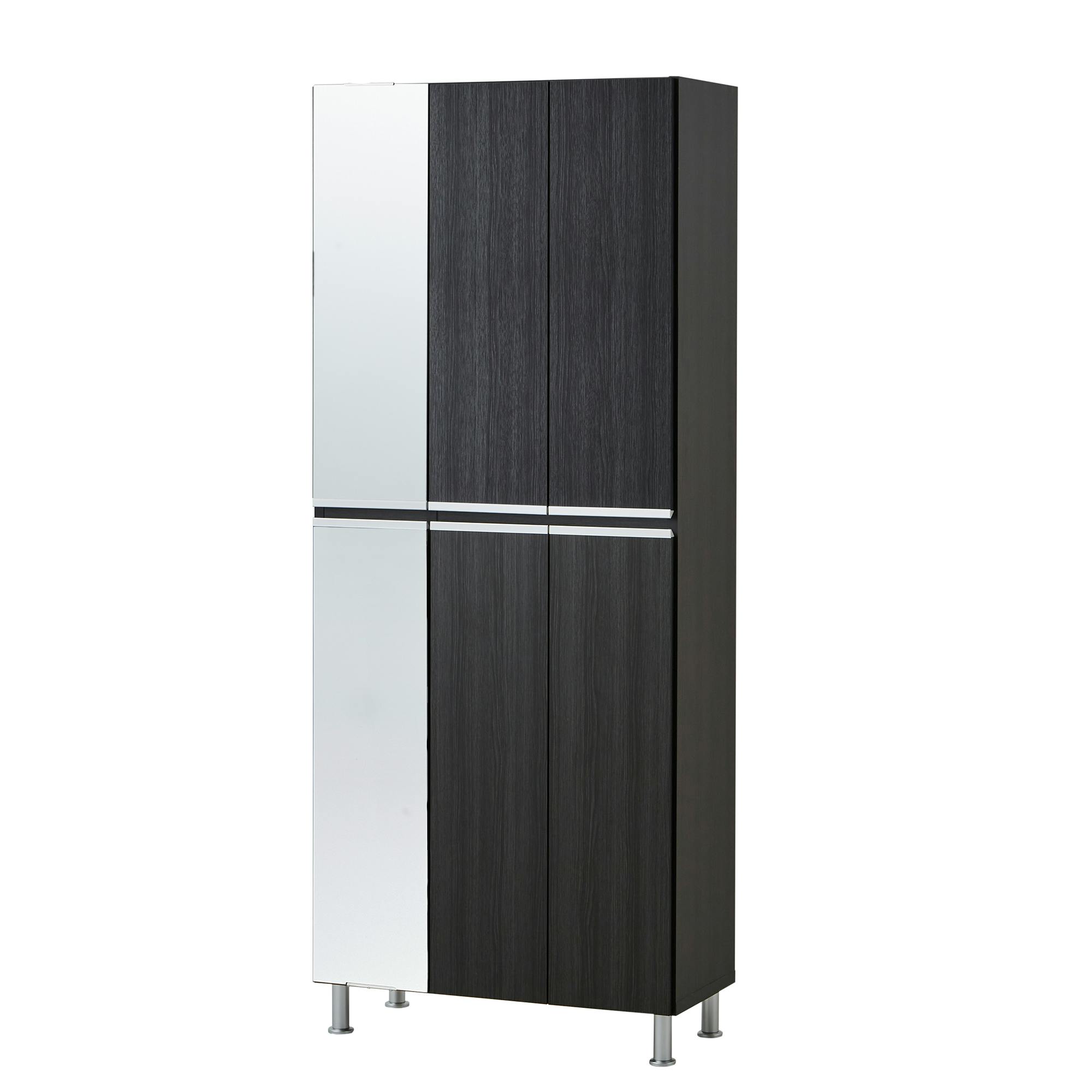 doi シューズボックス リアル 幅75cm×高さ185cm 左扉姿見タイプ ダークブラウン木目柄 靴入れ 玄関収納 下駄箱 400034【別送品】