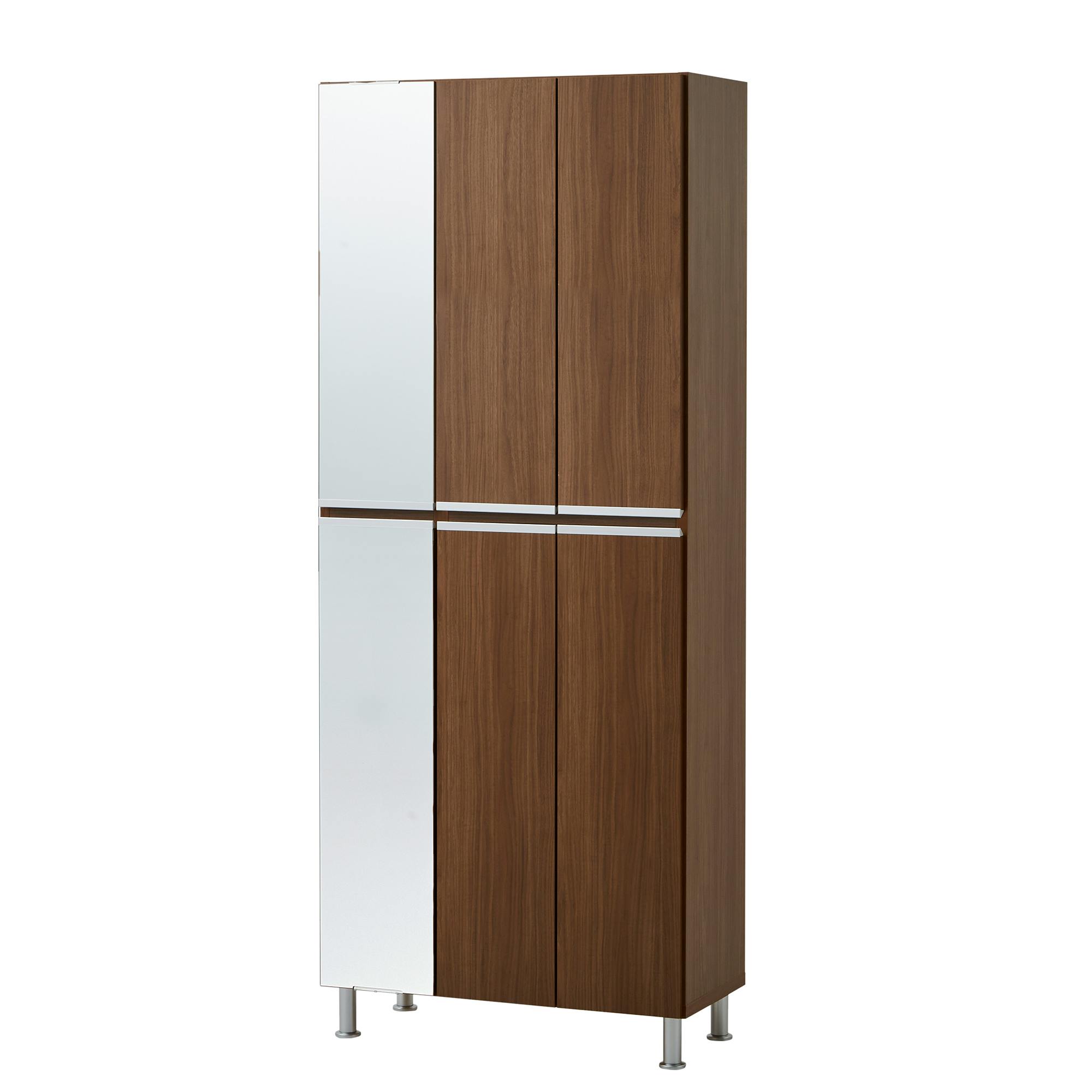 doi シューズボックス リアル 幅75cm×高さ185cm 左扉姿見タイプ ブラウン木目柄 靴入れ 玄関収納 下駄箱 400038【別送品】