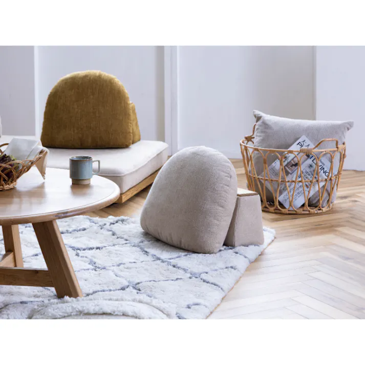 nora. バックレスト モーク Sサイズ カスタード 背もたれ クッション 布 410560【別送品】