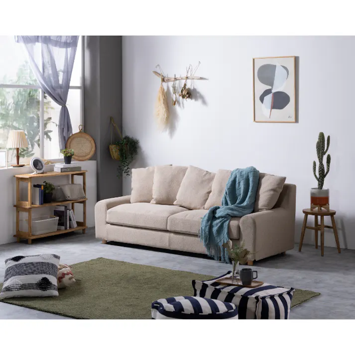 nora. ソファ ヌガー3 3人掛け サンドベージュ リビング家具 カラフル 布ソファ 423576【別送品】