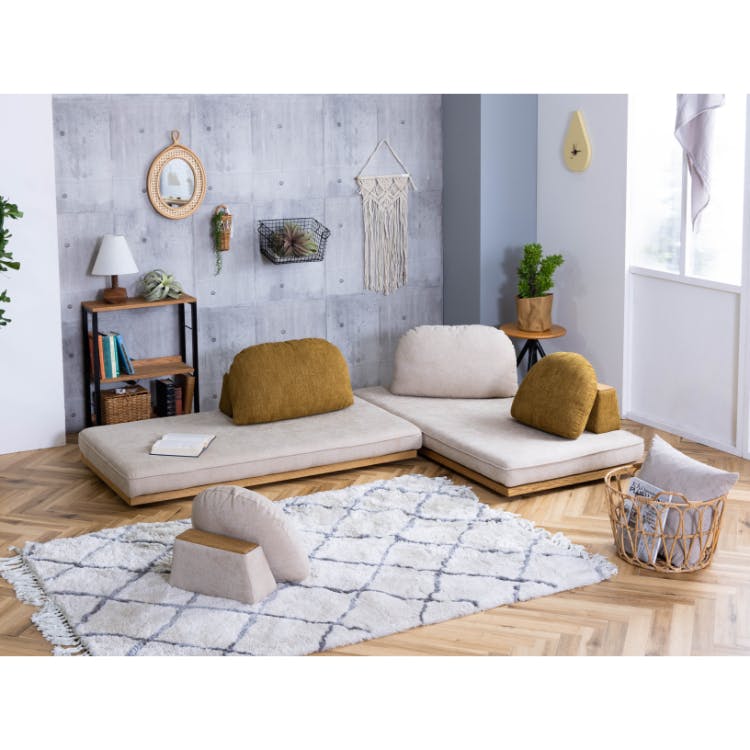 nora. ベースソファ モーク 2.5人掛け カスタード アイランドソファ