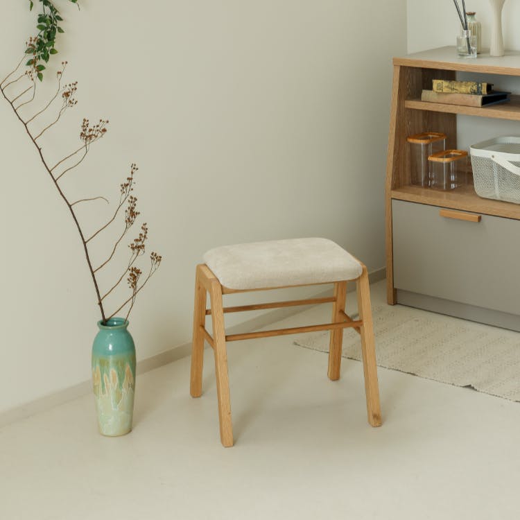 nora. スツール リンクス3 布座 ミストホワイト ミニテーブル チェア