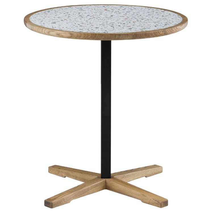 nora. ダイニングテーブル トフィー2 幅60×高さ65cm 丸型 テラゾー柄天板 ホワイト ミニテーブル カフェテーブル 食卓 432975【別送品】