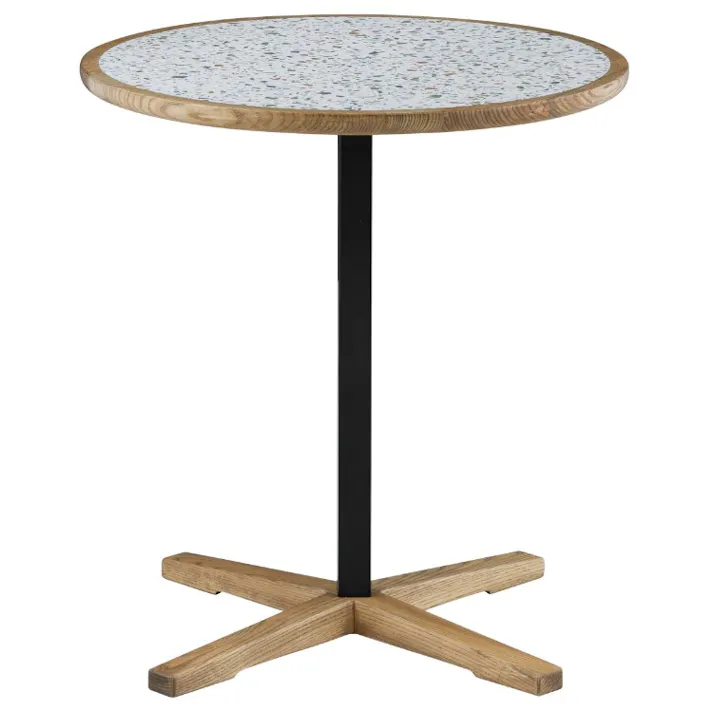 nora. ダイニングテーブル トフィー2 幅60×高さ70cm 丸型 テラゾー柄天板 ホワイト ミニテーブル カフェテーブル 食卓 432977【別送品】