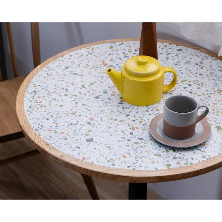 nora. ダイニングテーブル トフィー2 幅60×高さ70cm 丸型 テラゾー柄天板 ホワイト ミニテーブル カフェテーブル 食卓 432977【別送品】