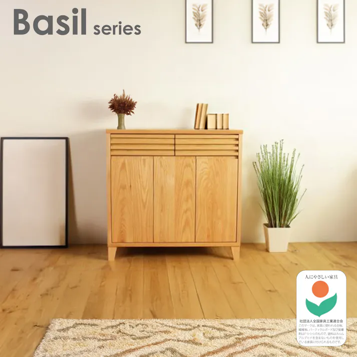 oka サイドボード バジル 幅90cm オーク キャビネット リビング収納 物入れ 446380【別送品】