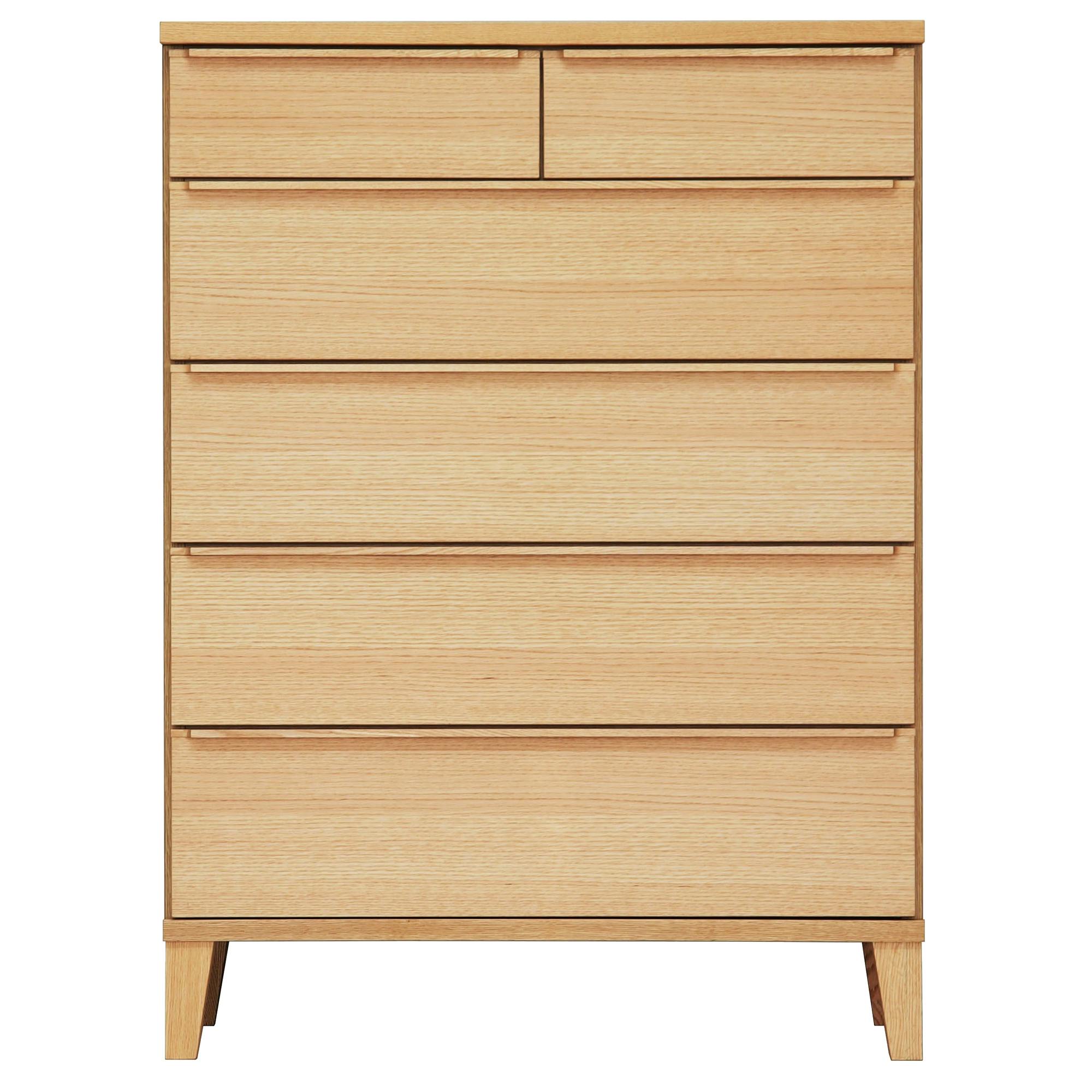 oka ハイチェスト レオ 幅90cm 5段 オーク タンス 収納家具 リビング収納 446433【別送品】