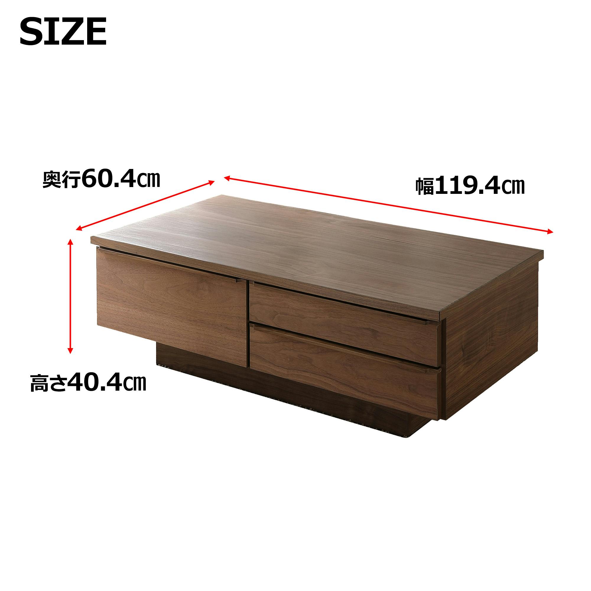 oka リビングテーブル(収納付き) レオ 幅120cm ウォールナット