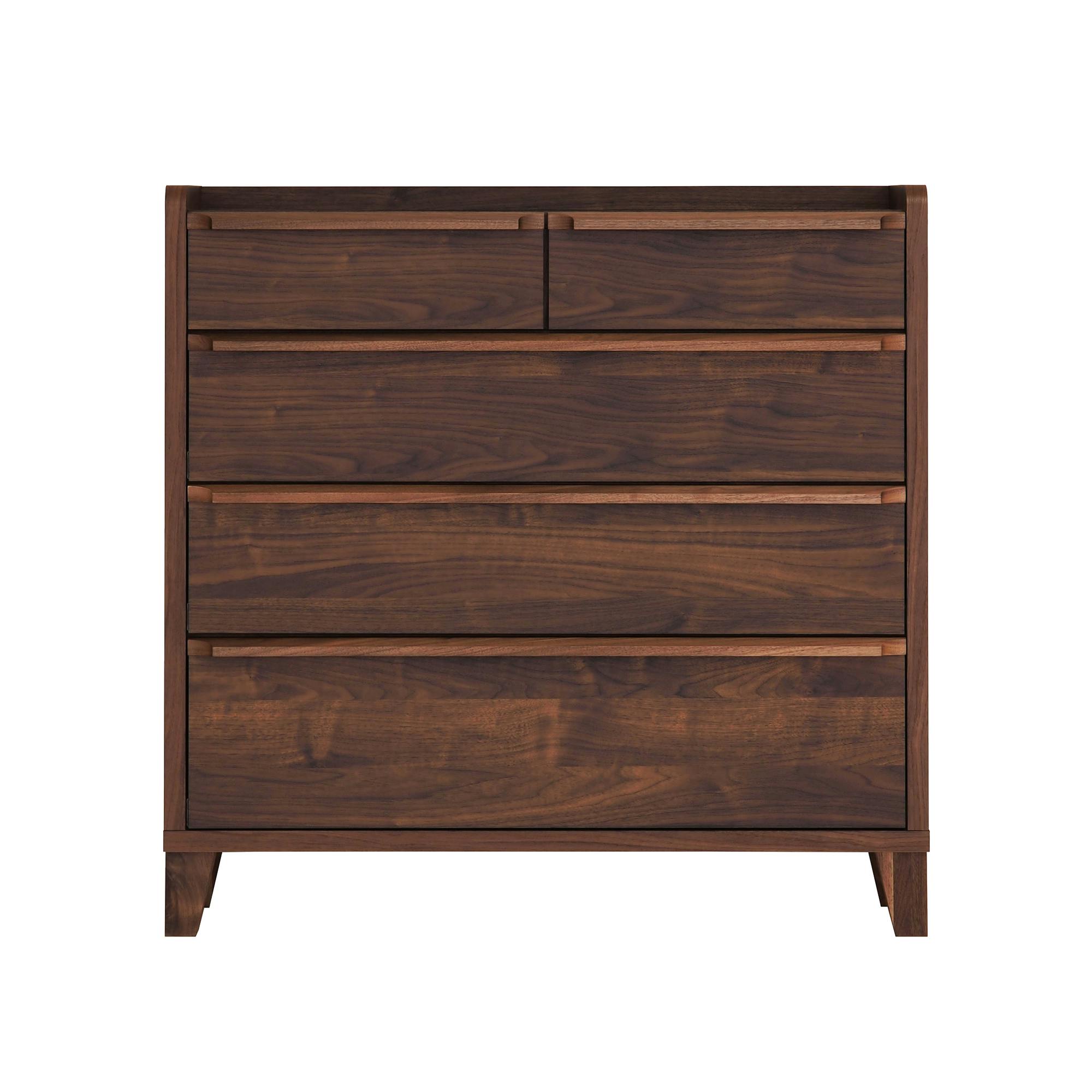 oka スリムチェスト レガシー 幅90cm 4段 ウォールナット タンス 収納家具 リビング収納 446444【別送品】