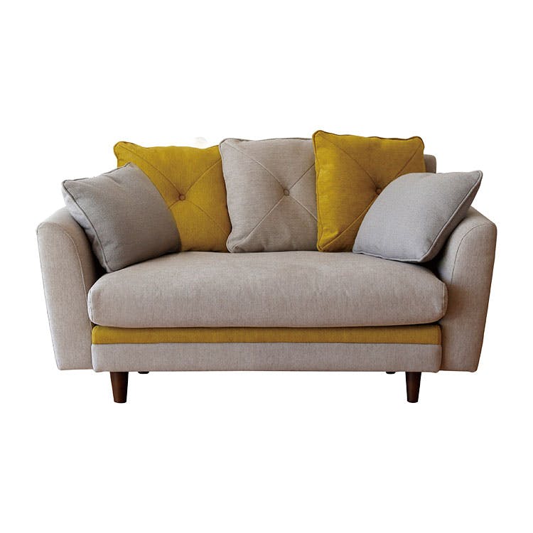 nora. ソファ モンロー2 2人掛け グレー/イエロー リビング家具 カラフル 布ソファ 451441【別送品】