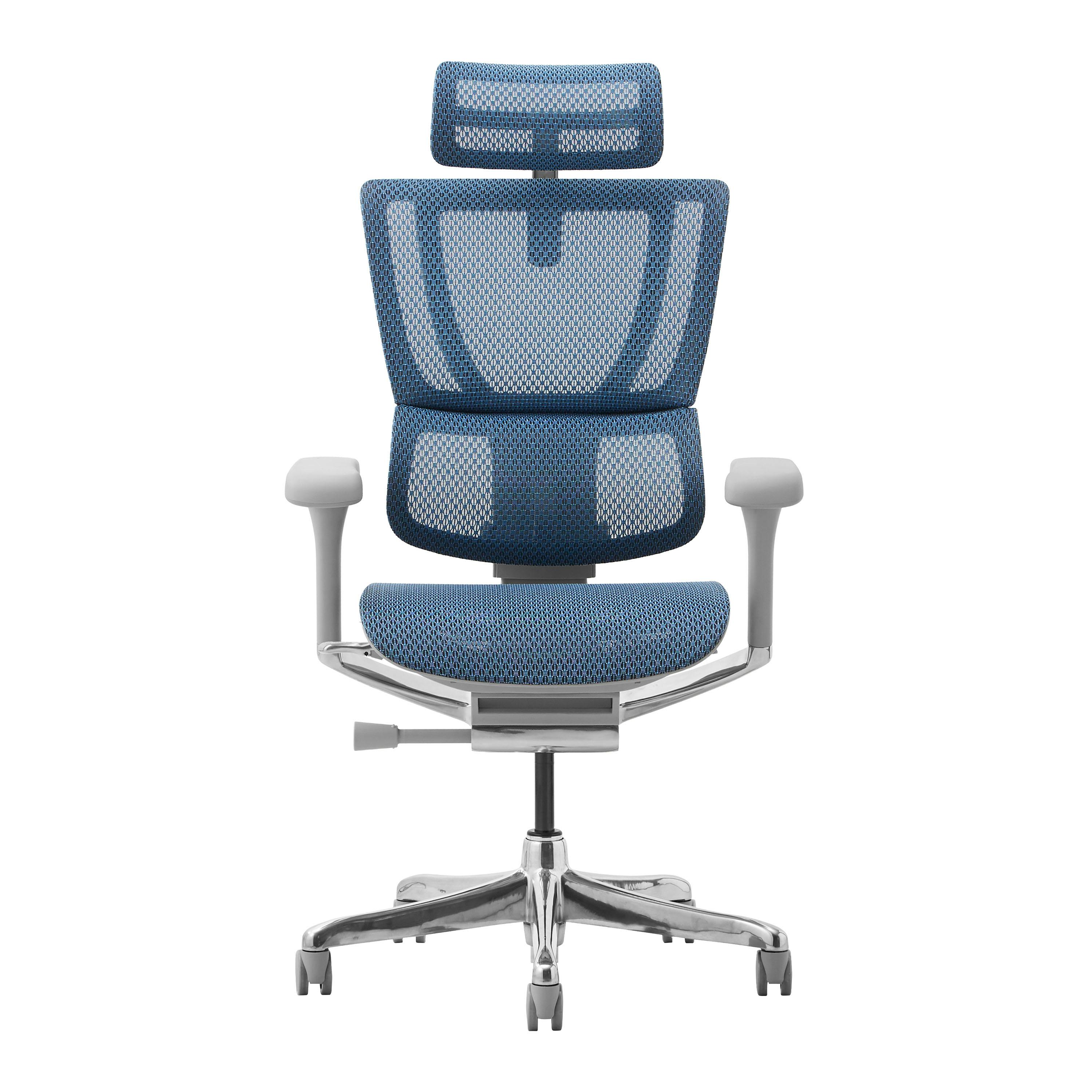 Ergohuman エルゴヒューマン フィット2 FIT2-HAM-DR-GF-BL 新基盤タイプ オットマン無し グレーフレーム ブルー ワークチェア デスクチェア ゲーミングチェア 454410【別送品】