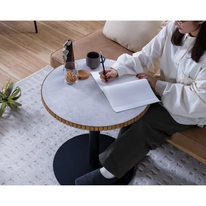 nora. ダイニングテーブル タルティー 幅60×高さ70cm 丸型 メラミン天板 ホワイト ミニテーブル カフェテーブル 食卓 456438【別送品】