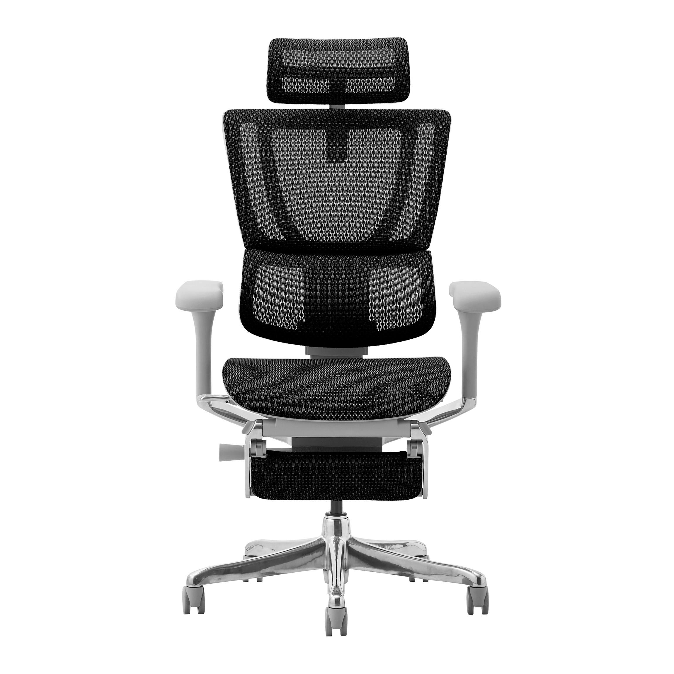 Ergohuman エルゴヒューマン フィット2 FIT2-LPL-DR-GF-BK 新基盤タイプ オットマン内蔵 グレーフレーム ブラック ワークチェア デスクチェア ゲーミングチェア 459648【別送品】