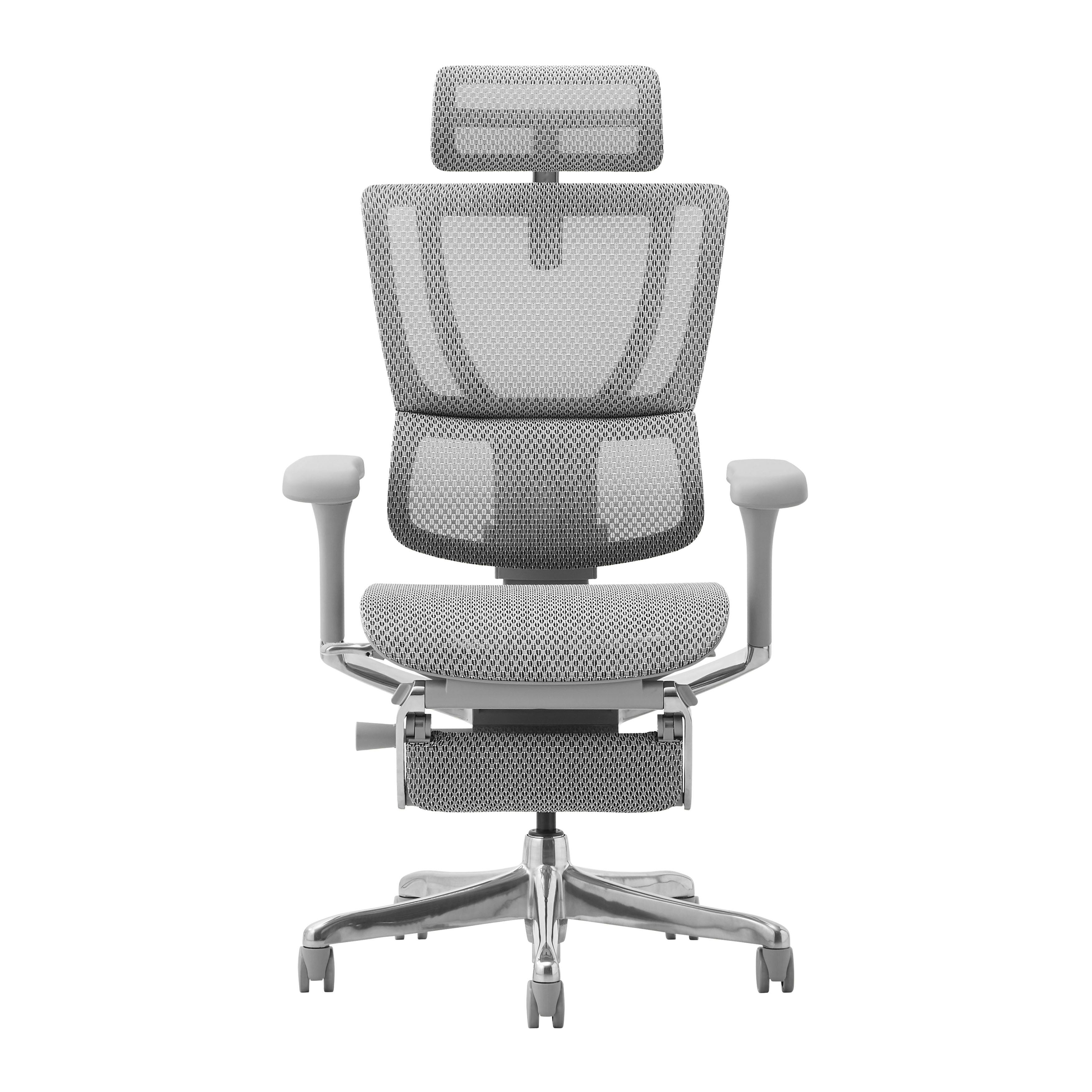 Ergohuman エルゴヒューマン フィット2 FIT2-LPL-DR-GF-WH 新基盤タイプ オットマン内蔵 グレーフレーム ホワイト ワークチェア デスクチェア ゲーミングチェア 459649【別送品】