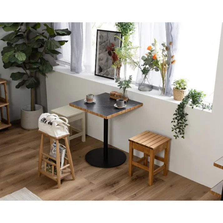 nora. ダイニングテーブル タルティー 幅60×高さ70cm メラミン天板 石目ブラック ミニテーブル カフェテーブル 食卓 460149【別送品】