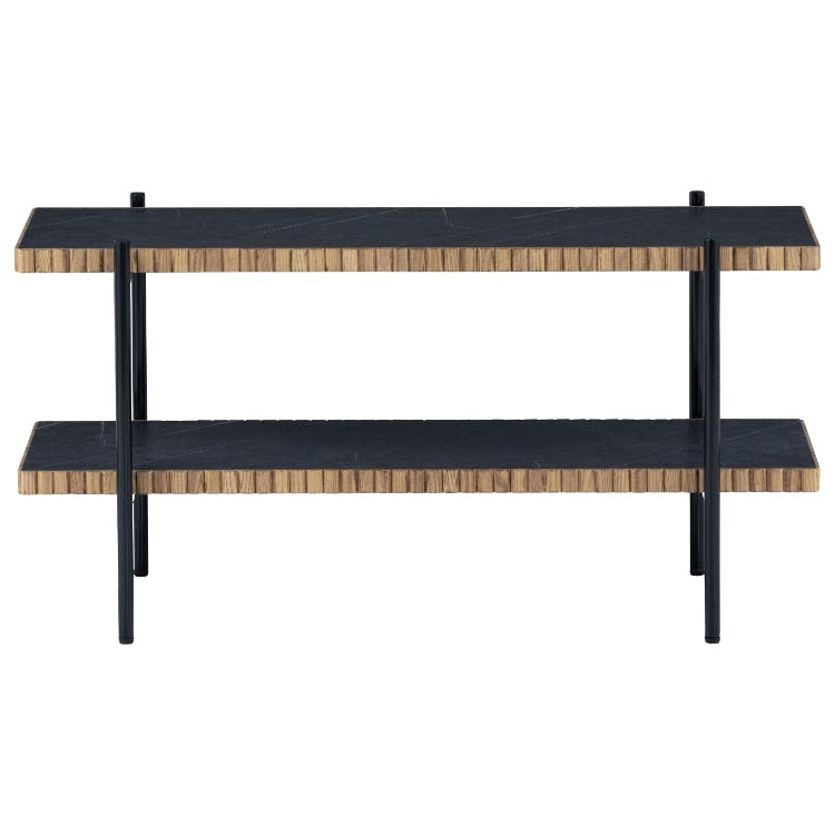 nora. オープンラック タルティー 2段 メラミン天板 石目ブラック 収納家具 リビング収納 シェルフ 460196【別送品】