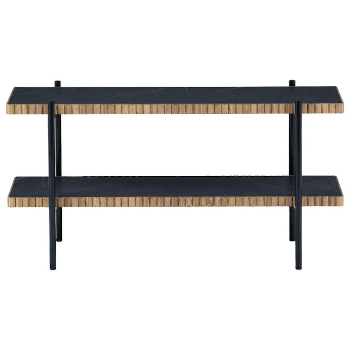 nora. オープンラック タルティー 2段 メラミン天板 石目ブラック 収納家具 リビング収納 シェルフ 460196【別送品】