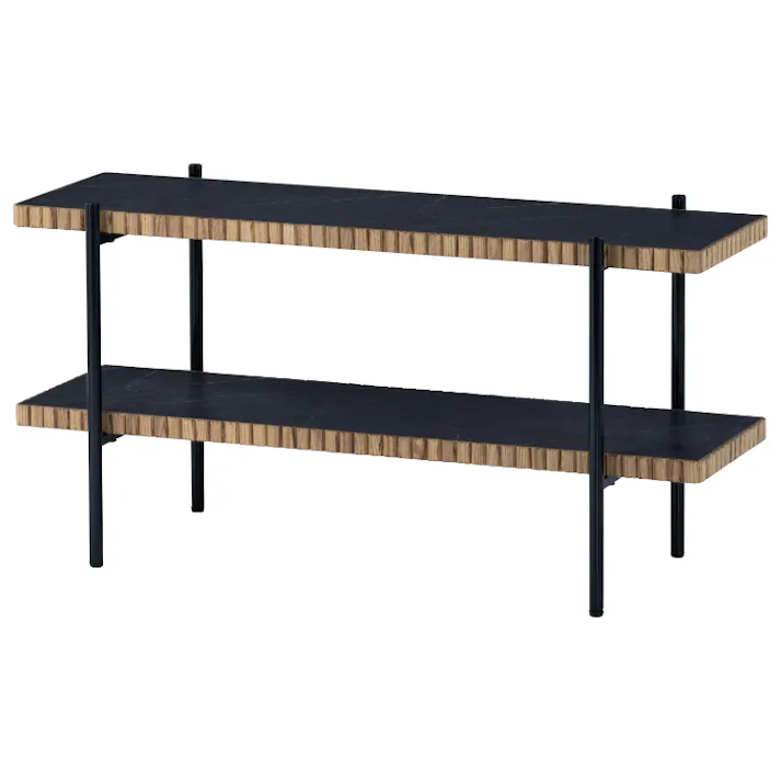 nora. オープンラック タルティー 2段 メラミン天板 石目ブラック 収納家具 リビング収納 シェルフ 460196【別送品】