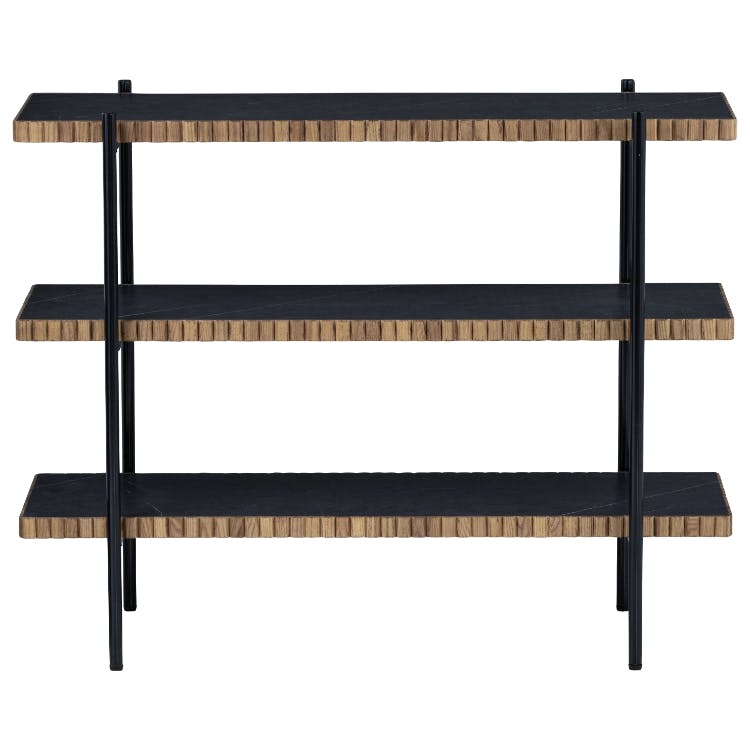 nora. オープンラック タルティー 3段 メラミン天板 石目ブラック 収納家具 リビング収納 シェルフ 460198【別送品】