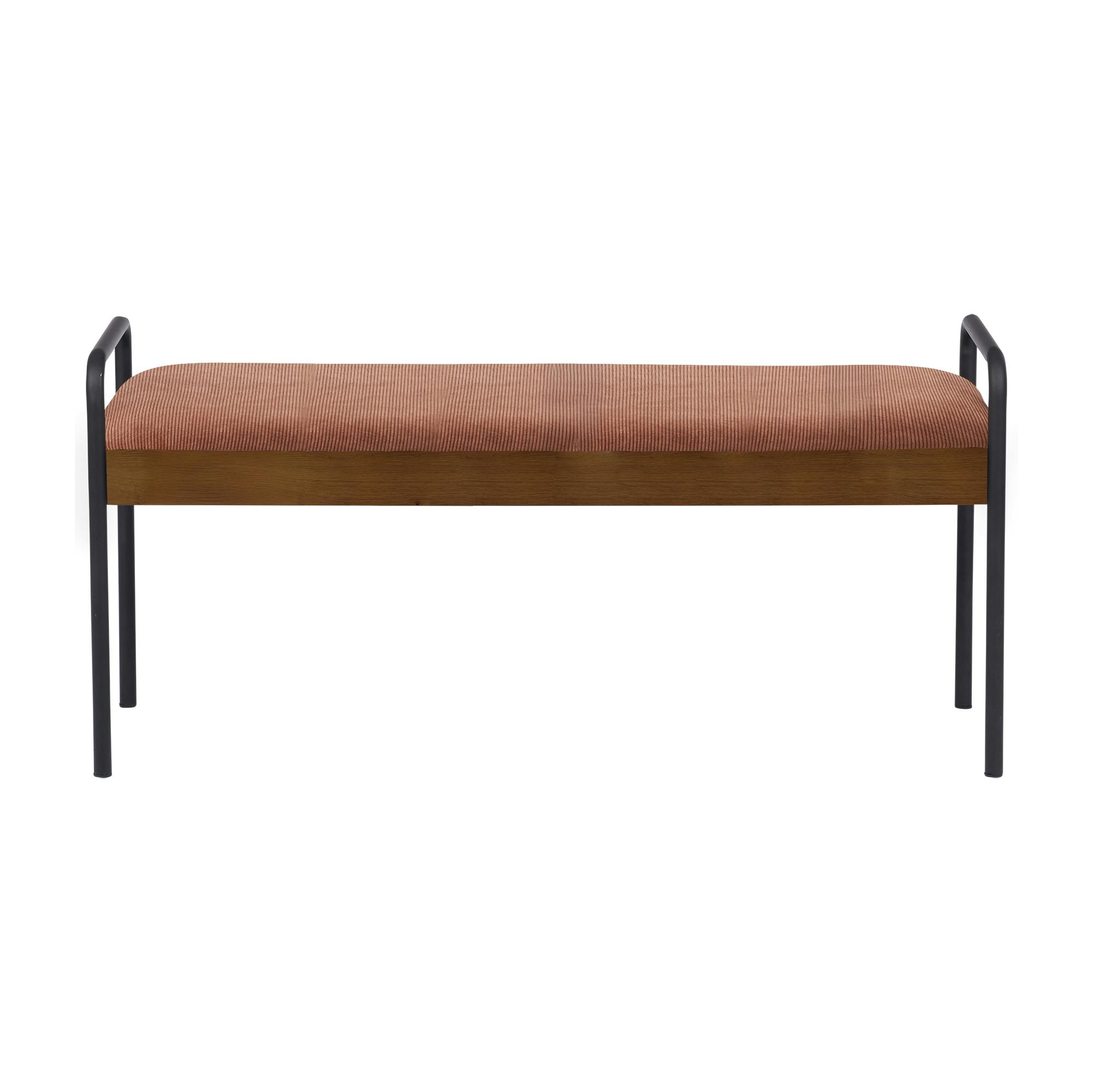 to meet ダイニングベンチ リグレード ブラウンフレーム コーデュロイ生地 オレンジ ダイニング 食卓 団らん 470001【別送品】