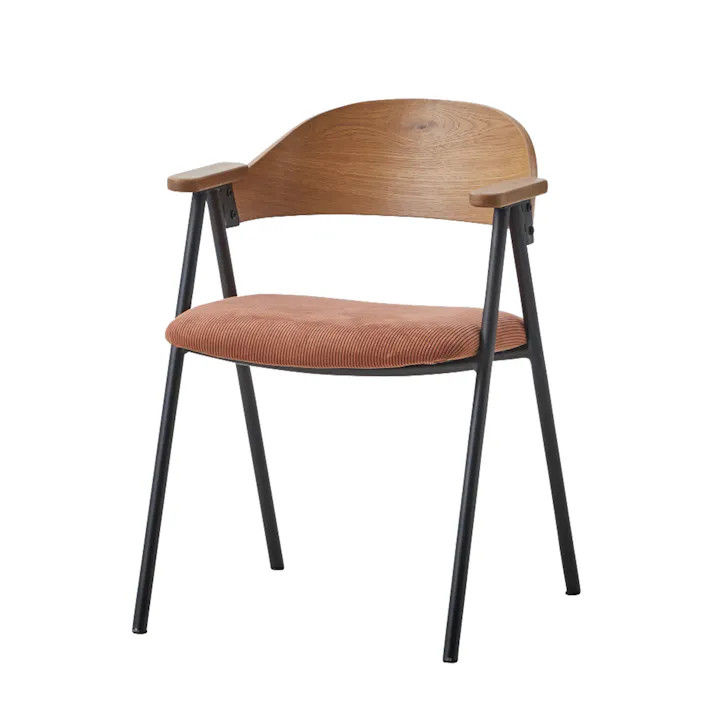 to meet ダイニングチェア リグレード ナチュラルフレーム コーデュロイ生地 オレンジ ダイニング 食卓 団らん 470004【別送品】