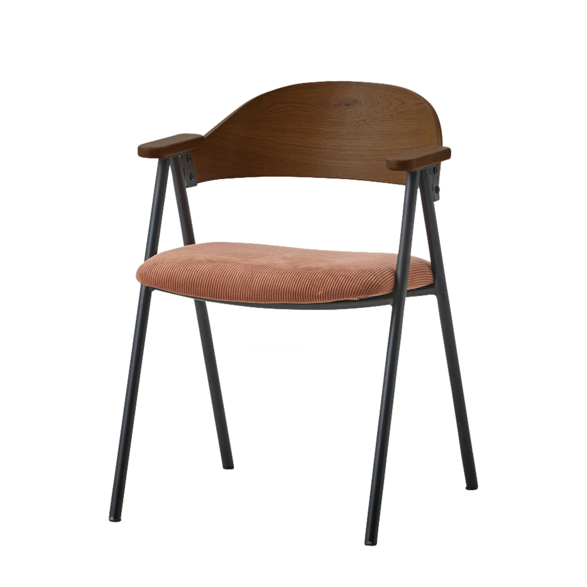 to meet ダイニングチェア リグレード ブラウンフレーム コーデュロイ生地 オレンジ ダイニング 食卓 団らん 470007【別送品】