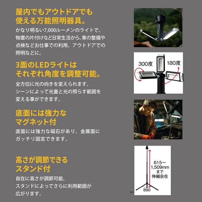 レックス スタンド付三つ葉ライト7000 RX-N65 LED ワークライト