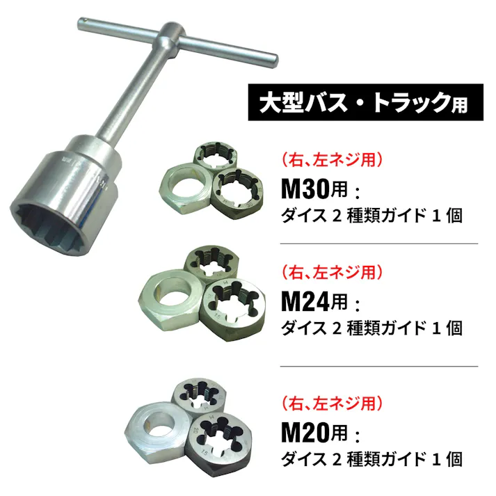 ライト精機 リスレッティングツール (大型バス・トラック用 ) TBM6M 工具 整備 ダイス ネジ山修正 リスレッティング ハブボルト トラック バス CZ01306【別送品】