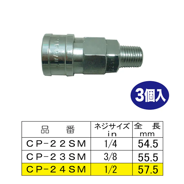THB SM配管用 メスカプラ 24タイプ 3個入 CP-24SM-3 工具 ネジ CZ02580【別送品】
