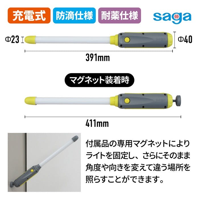 saga ストロングライトNEXT (イエロー) LB-LED4W-Y 作業灯 LED ワーク