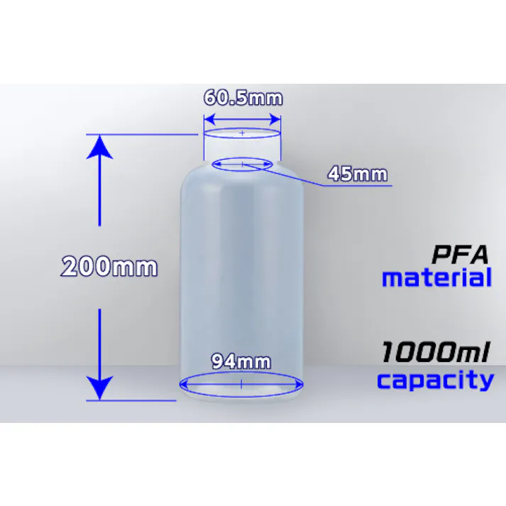 PFAボトル 広口 1000ml 中栓なし フッ素樹脂 耐薬品性 101-20504【別送品】