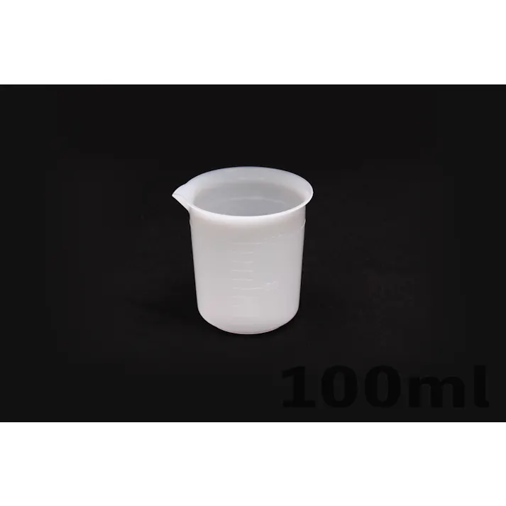 ポリエチレンビーカー 100ml 手なし 目盛付 PEビーカー 白 射出成型品 101-22112【別送品】
