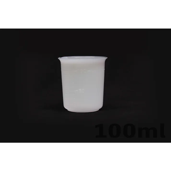 ポリエチレンビーカー 100ml 手なし 目盛付 PEビーカー 白 射出成型品 101-22112【別送品】