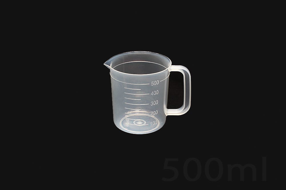 PPビーカー 500ml 手付 目盛付 ポリプロピレンビーカー 半透明 耐熱性 101-22202【別送品】