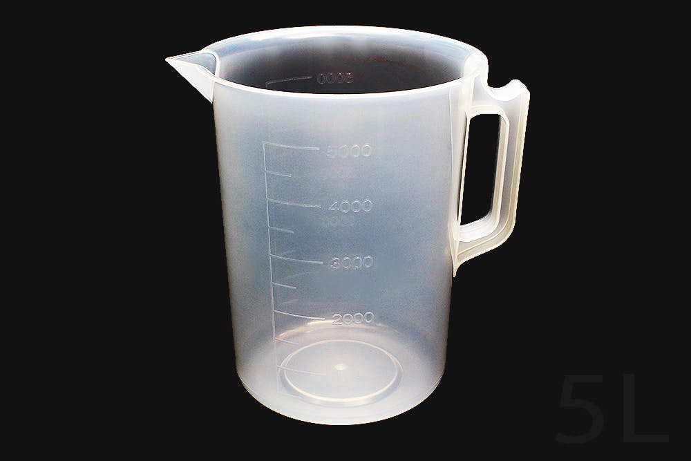 PPビーカー 5L 手付 目盛付 ポリプロピレンビーカー 半透明 耐熱性 101-22206【別送品】