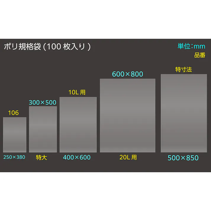 ポリ規格袋 特大 ポリ袋 0.04×300×500 100入 保存 分配 分別 101-53107【別送品】