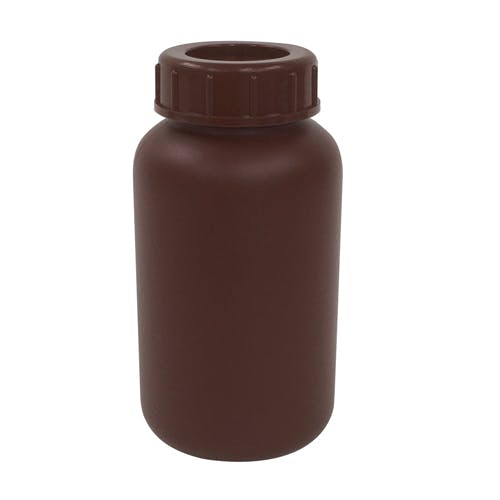 PE広口瓶 茶 500ml ポリエチレン 分配 蓋付 101-5850502【別送品】