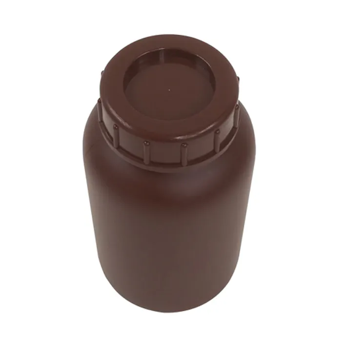 PE広口瓶 茶 500ml ポリエチレン 分配 蓋付 101-5850502【別送品】