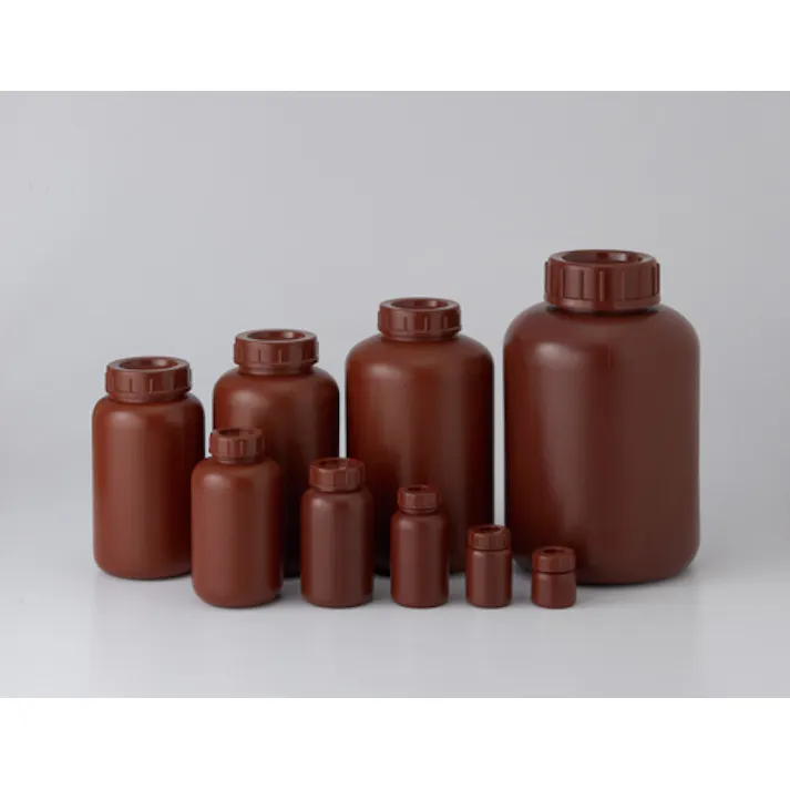 PE広口瓶 茶 500ml ポリエチレン 分配 蓋付 101-5850502【別送品】