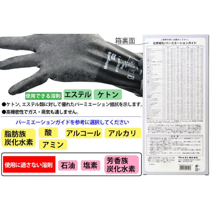 ブチル手袋 B-131R-8 滑り止め付き 耐酸性 ケトン エステル類 104-03401【別送品】